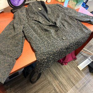 Dialogue Leopard Print Blazer | Black & Charcoal | Size 20W